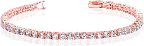 14K Gold-Plated 3mm Cubic Zirconia Classic Tennis Bracelet | Silver Gold Tennis Bracelets for Women | Size 6.5, 7, 7.5 Inch in Saudi Arabia