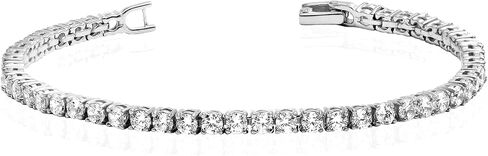 14K Gold-Plated 3mm Cubic Zirconia Classic Tennis Bracelet | Silver Gold Tennis Bracelets for Women | Size 6.5, 7, 7.5 Inch in Saudi Arabia