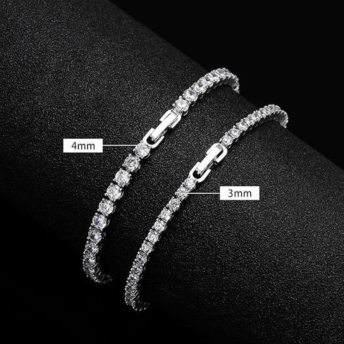 14K Gold-Plated 3mm Cubic Zirconia Classic Tennis Bracelet | Silver Gold Tennis Bracelets for Women | Size 6.5, 7, 7.5 Inch in Saudi Arabia
