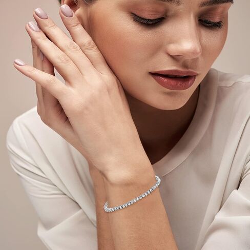 14K Gold-Plated 3mm Cubic Zirconia Classic Tennis Bracelet | Silver Gold Tennis Bracelets for Women | Size 6.5, 7, 7.5 Inch in Saudi Arabia