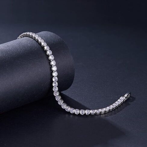 14K Gold-Plated 3mm Cubic Zirconia Classic Tennis Bracelet | Silver Gold Tennis Bracelets for Women | Size 6.5, 7, 7.5 Inch in Saudi Arabia