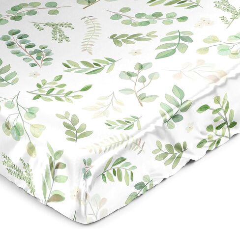 Sweet Jojo Designs Taupe Floral Leaf Boy Girl Gender Neutral Baby Satin Fitted Crib Sheet Infant Newborn Nursery Toddler Bed Room Standard Mattress Ivory Boho Bohemian Watercolor Botanical Woodland in Saudi Arabia