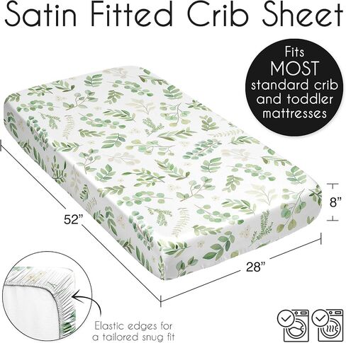 Sweet Jojo Designs Taupe Floral Leaf Boy Girl Gender Neutral Baby Satin Fitted Crib Sheet Infant Newborn Nursery Toddler Bed Room Standard Mattress Ivory Boho Bohemian Watercolor Botanical Woodland in Saudi Arabia