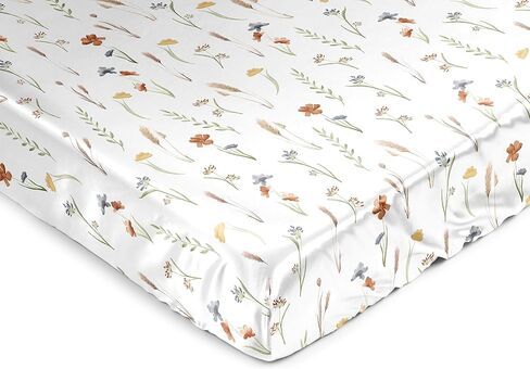 Sweet Jojo Designs Taupe Floral Leaf Boy Girl Gender Neutral Baby Satin Fitted Crib Sheet Infant Newborn Nursery Toddler Bed Room Standard Mattress Ivory Boho Bohemian Watercolor Botanical Woodland in Saudi Arabia