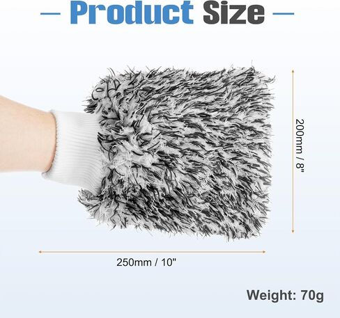 HARFINGTON Microfiber Car Wash Mitts 10" x 8" Scratch Free Wash Gloves Absorbent Double Sided Plush Cleaning Drying Mitts for Car Washing Home Clean Black White in Kuwait