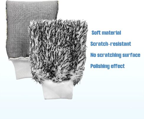 HARFINGTON Microfiber Car Wash Mitts 10" x 8" Scratch Free Wash Gloves Absorbent Double Sided Plush Cleaning Drying Mitts for Car Washing Home Clean Black White in Kuwait