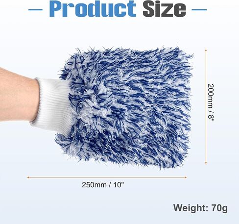 HARFINGTON 2pcs Microfiber Car Wash Mitts 10" x 8" Scratch Free Wash Gloves Absorbent Double Sided Plush Cleaning Drying Mitts for Car Washing Home Clean Blue White in Saudi Arabia