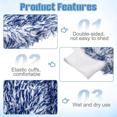HARFINGTON 2pcs Microfiber Car Wash Mitts 10" x 8" Scratch Free Wash Gloves Absorbent Double Sided Plush Cleaning Drying Mitts for Car Washing Home Clean Blue White in Saudi Arabia