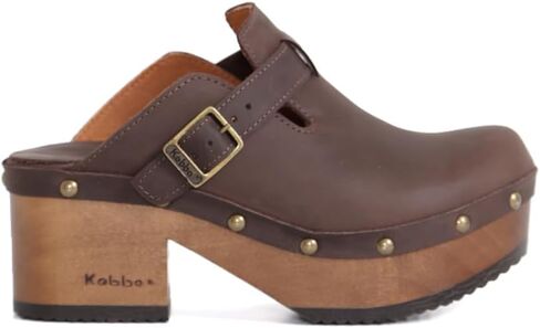 Kebba - Donna - Handmade Platform Clogs with Genuine Leather, Adjustable Buckle, and Leather Insole for Comfort in Saudi Arabia