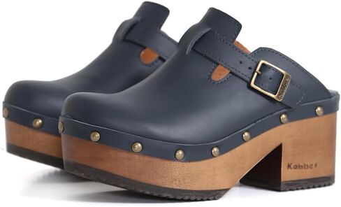 Kebba - Donna - Handmade Platform Clogs with Genuine Leather, Adjustable Buckle, and Leather Insole for Comfort in Saudi Arabia