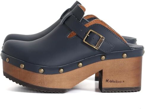 Kebba - Donna - Handmade Platform Clogs with Genuine Leather, Adjustable Buckle, and Leather Insole for Comfort in Saudi Arabia