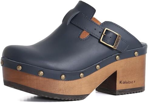 Kebba - Donna - Handmade Platform Clogs with Genuine Leather, Adjustable Buckle, and Leather Insole for Comfort in Saudi Arabia