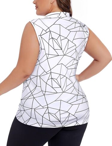 Koscacy Women's Plus Size Sleeveless Golf Tennis Polo Shirts Zip Up Dry Fit Workout Tank Tops Athletic Shirt in Saudi Arabia