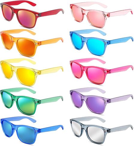 Pibupibu 10/20 Pack Neon Party Sunglasses Bulk,Wholesale Retro 80s Colorful Mirrrored Lens Sunglasses Party Favors in Saudi Arabia