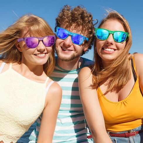 Pibupibu 10/20 Pack Neon Party Sunglasses Bulk,Wholesale Retro 80s Colorful Mirrrored Lens Sunglasses Party Favors in Saudi Arabia