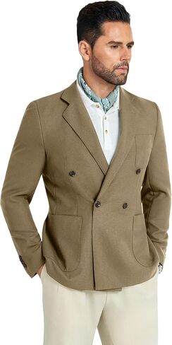 Mens Blazer Jacket Slim Fit Knit Double Breasted Casual Blazer Men 1 Button Notched Business Mens Sport Coat in Saudi Arabia