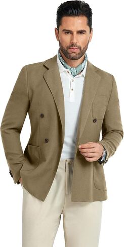 Mens Blazer Jacket Slim Fit Knit Double Breasted Casual Blazer Men 1 Button Notched Business Mens Sport Coat in Saudi Arabia