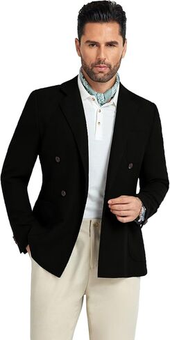 Mens Blazer Jacket Slim Fit Knit Double Breasted Casual Blazer Men 1 Button Notched Business Mens Sport Coat in Saudi Arabia