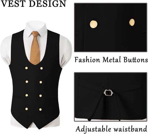 Men's Suits 3 Piece Slim Fit Tuxedo Suit One Button Double Breasted Men Wedding Prom Homecoming Suits Blazer Vest Pants in Saudi Arabia