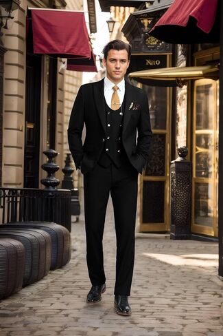 Men's Suits 3 Piece Slim Fit Tuxedo Suit One Button Double Breasted Men Wedding Prom Homecoming Suits Blazer Vest Pants in Saudi Arabia