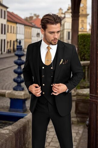 Men's Suits 3 Piece Slim Fit Tuxedo Suit One Button Double Breasted Men Wedding Prom Homecoming Suits Blazer Vest Pants in Saudi Arabia
