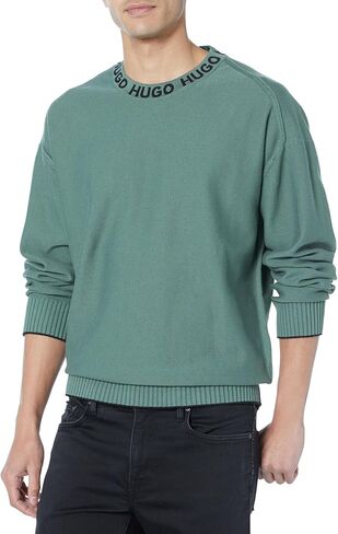 HUGO Men's Repeat Logo Neck Cotton Sweater in Kuwait
