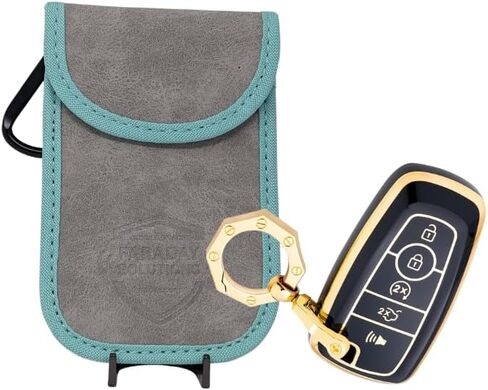 Turo Vehicle Rental or Personal Vehicle Anti-Theft Suede Faraday Case with X2 Shielding + Foil Box, Black in Saudi Arabia