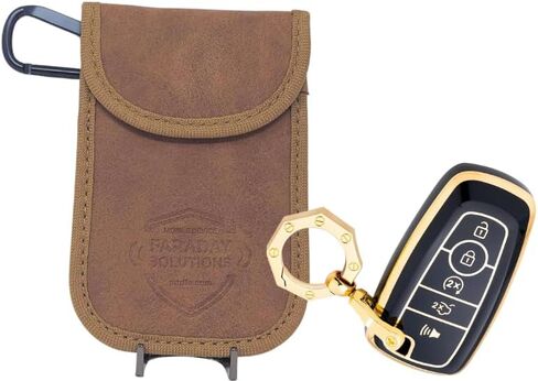 Turo Vehicle Rental or Personal Vehicle Anti-Theft Suede Faraday Case with X2 Shielding + Foil Box, Black in Saudi Arabia