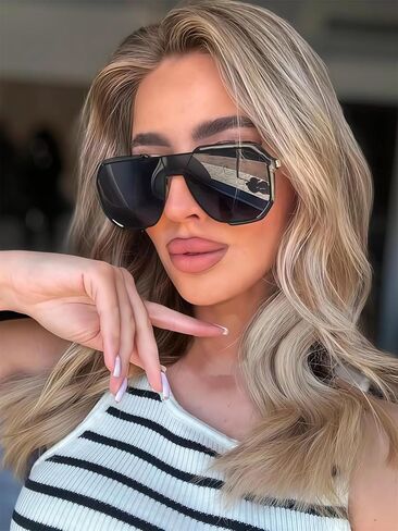 RMEROM RETRO SPIPED SPEX ALGIATRESS SUNGLESS للنساء ، 2025 FASHION VINTAGE EDIATIATY GRAIN AVIATR in Kuwait