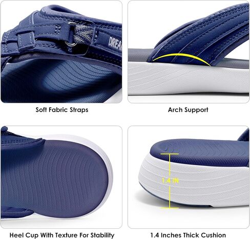 DREAM PAIRS Womens Arch Support Lightweight Flip Flops | Soft arch support footbed, deep heel cup, anti-slip soles adjustable strap offer comfort for summer outings and outdoor walks in Saudi Arabia