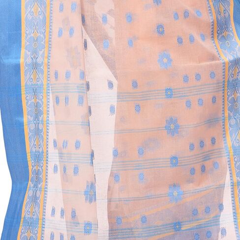 Women's Traditional Bengal Phulkoli Woven Design Pure Handloom Cotton Saree Without Blouse Piece 5.6 Mtr in Kuwait