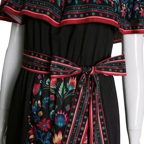 Womens Mexican Fiesta Dress Cinco De Mayo Spanish Cuban Dress with Belt in Kuwait