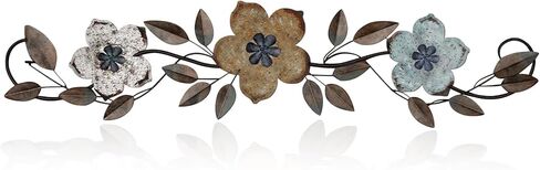 Wesiti Metal Flower Wall Decor Vintage Metal Flower Sculptures Sculptures 15.75 × 3.7 بوصة أوراق مزرعة ديكور جدار التمرير فوق سرير الباب إلى المنزل لغرفة المعيشة في الهواء الطلق (ملون) in Kuwait