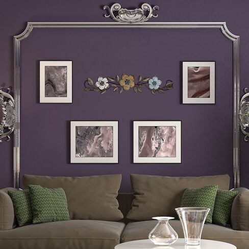 Wesiti Metal Flower Wall Decor Vintage Metal Flower Sculptures Sculptures 15.75 × 3.7 بوصة أوراق مزرعة ديكور جدار التمرير فوق سرير الباب إلى المنزل لغرفة المعيشة في الهواء الطلق (ملون) in Kuwait