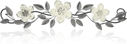 Wesiti Metal Flower Wall Decor Vintage Metal Flower Sculptures Sculptures 15.75 × 3.7 بوصة أوراق مزرعة ديكور جدار التمرير فوق سرير الباب إلى المنزل لغرفة المعيشة في الهواء الطلق (ملون) in Kuwait