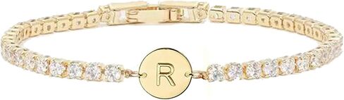 Gold Bracelets for Women Mothers Day Gifts 14K Gold Plated 3mm Cubic Zirconia Classic Tennis Bracelet Dainty Initial Bracelet Letter A-Z Charm for Women Trendy Jewelry Gifts in Saudi Arabia