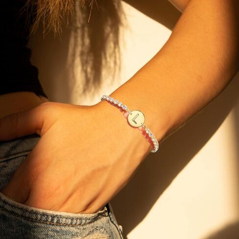 Gold Bracelets for Women Mothers Day Gifts 14K Gold Plated 3mm Cubic Zirconia Classic Tennis Bracelet Dainty Initial Bracelet Letter A-Z Charm for Women Trendy Jewelry Gifts in Saudi Arabia