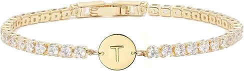 Gold Bracelets for Women Mothers Day Gifts 14K Gold Plated 3mm Cubic Zirconia Classic Tennis Bracelet Dainty Initial Bracelet Letter A-Z Charm for Women Trendy Jewelry Gifts in Saudi Arabia