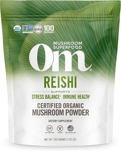 Om Mushroom Superfood Reishi Organic Mushroom Powder, 100 Servings, Organic Adaptogen Powder for Stress Relief and Immune Health in Saudi Arabia