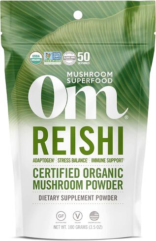 Om Mushroom Superfood Reishi Organic Mushroom Powder, 100 Servings, Organic Adaptogen Powder for Stress Relief and Immune Health in Saudi Arabia