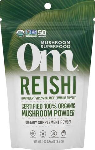 Om Mushroom Superfood Reishi Organic Mushroom Powder, 100 Servings, Organic Adaptogen Powder for Stress Relief and Immune Health in Saudi Arabia
