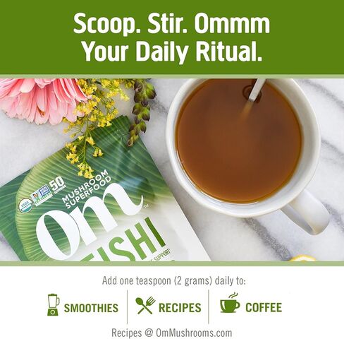 Om Mushroom Superfood Reishi Organic Mushroom Powder, 100 Servings, Organic Adaptogen Powder for Stress Relief and Immune Health in Saudi Arabia