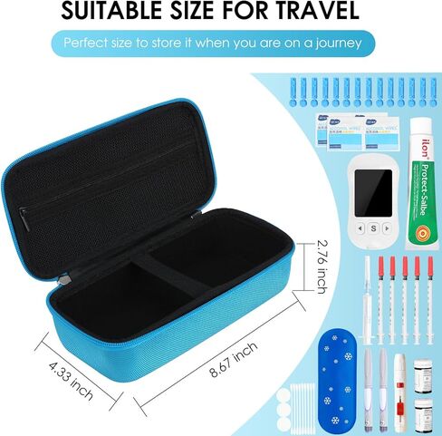 حالة السفر السكري للإمدادات ، ومرض السكري المحمول لحمل مراقبة الجلوكوز ، وأقلام الأنسولين ، وشرائط الاختبار ، وأكياس مرض السكري لانسليس للمستلزمات (الحالة فقط) in Kuwait