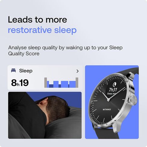 Withings ScanWatch Light - Hybrid Smart Watch, Heart Rate Monitoring, Fitness Tracker, Cycle Tracker, Sleep Monitoring in Kuwait