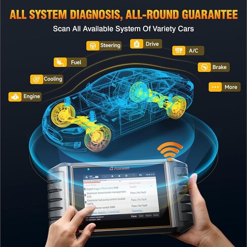 FOXWELL NT716 2024 OBD2 Scanner Tablet, Multi System Scan Tool, 9 Reset Scanner Diagnostic Tool: SRS/TPMS/Oil/EPB/SAS/BMS/Throttle/Brake/Engine, etc. Abs Bleeding Scan Tool，WiFi Lifetime Free Update in Saudi Arabia