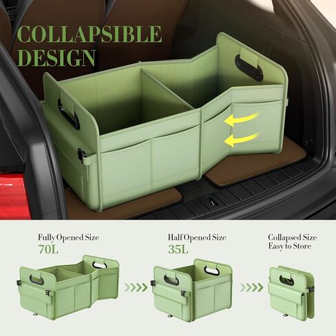Trunk Organizer SUV, Car Storage Organizer Trunk, NOT-FLIMSY ANTI-SLIDE 70L Spacious Collapsible Sturdy Trunk Organizer for Grocery/Car Accessories/Women Men's Gift, Fruit Green in Saudi Arabia