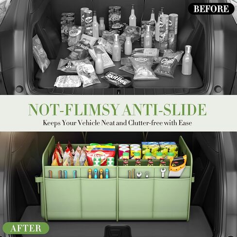 Trunk Organizer SUV, Car Storage Organizer Trunk, NOT-FLIMSY ANTI-SLIDE 70L Spacious Collapsible Sturdy Trunk Organizer for Grocery/Car Accessories/Women Men's Gift, Fruit Green in Saudi Arabia