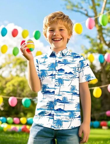 COSLAND Boys' Cotton Shirt Button Down Top, Kids Novelty T-Shirt, 2T-Large in Saudi Arabia