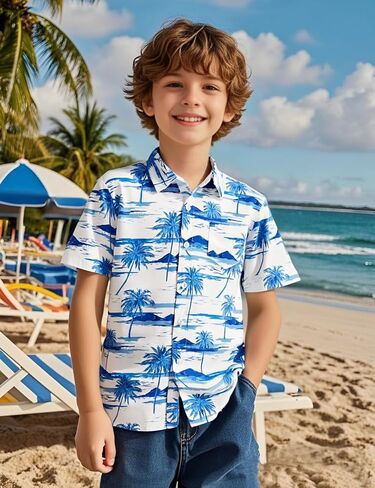 COSLAND Boys' Cotton Shirt Button Down Top, Kids Novelty T-Shirt, 2T-Large in Saudi Arabia