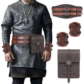 مجموعة إكسسوارات عصر النهضة - حزام العصور الوسطى ، وجذاب جلدية وحقيبة حزام ل LARP ، عصر النهضة و COSPLAY